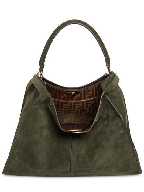 fendi peekaboo green suede|fendi peekaboo leather bag.